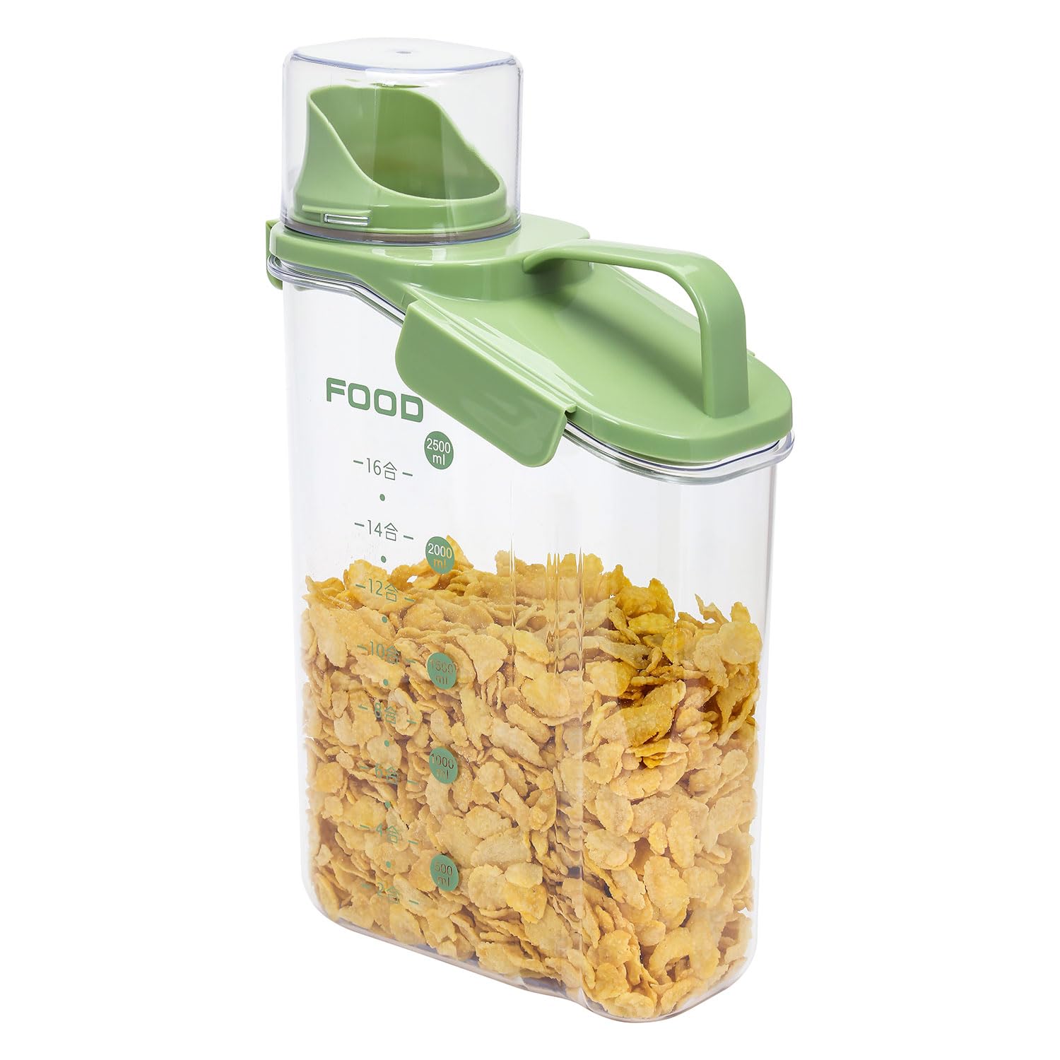 Taylor & Brown 2.8L Plastic Airtight Dry Food Cereal Storage Containers, Practical Cereal Dispenser, Food Grade and BPA Free, Ideal for Cornflakes, Flour Storage, Rice, Sugar and Pet Food, Green