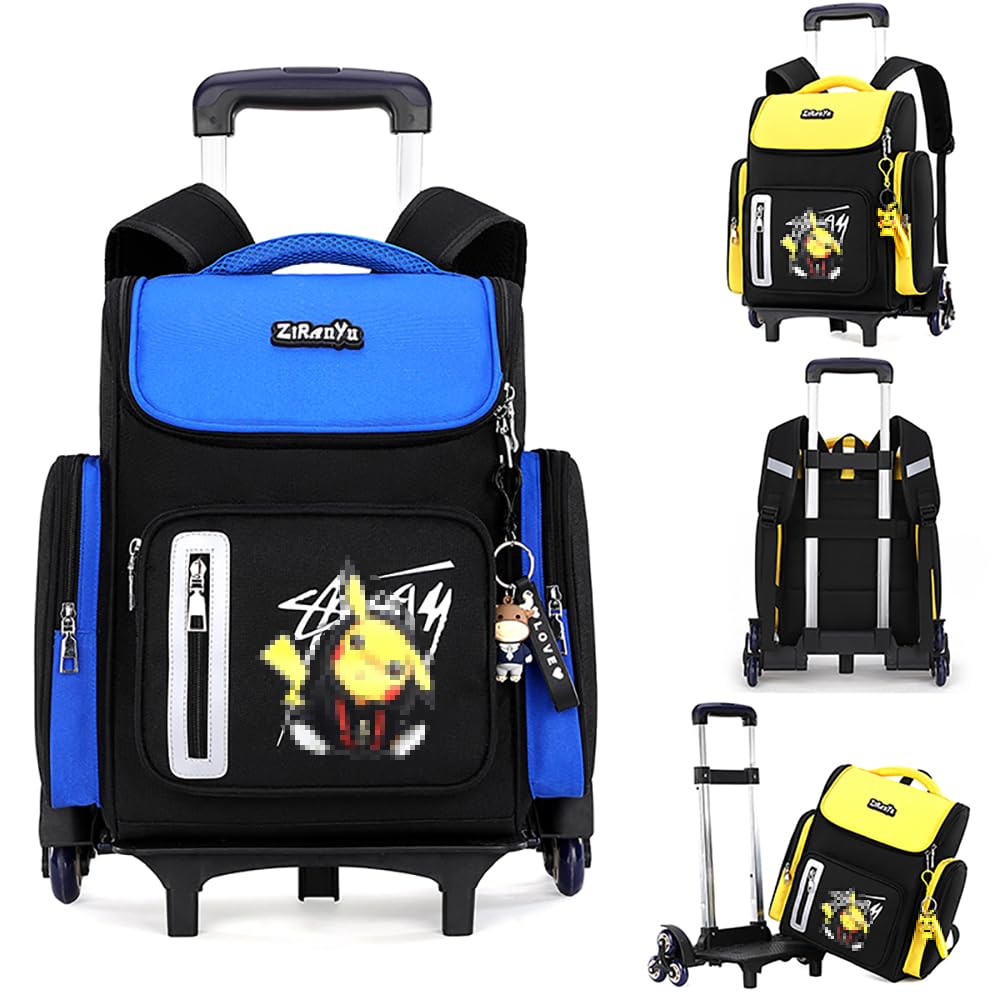 Children Trolley School Bags Large Capacity Girls Bookbag Boys Rolling Backpack Wheeled Kids' Luggage Bag for Travel Elementary Boys Girls Schoolbag, 8003#