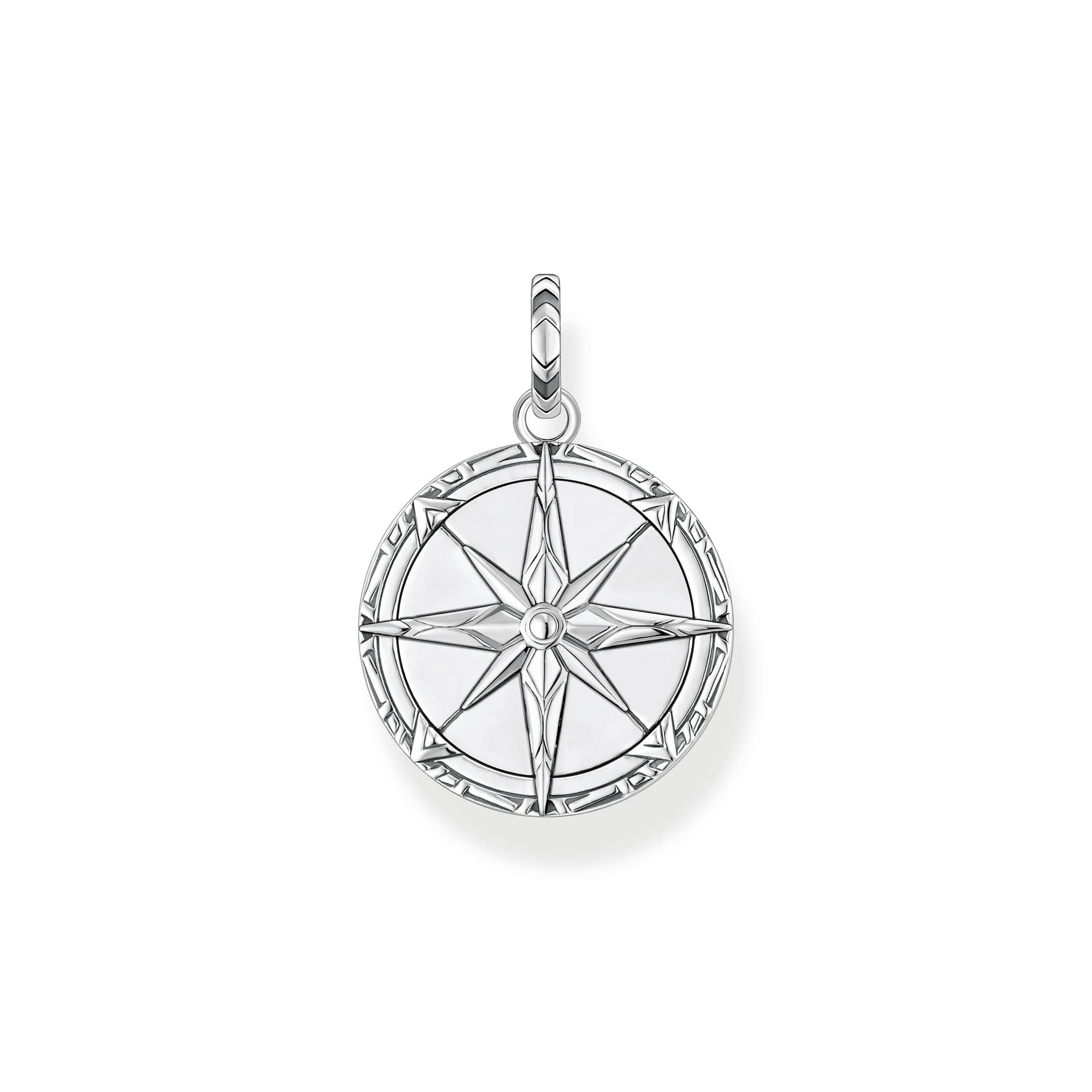 THOMAS SABO Herren Ketten Anhänger Kompass, mit Edelstein-Inlay aus braunem Tigerauge, 925er Sterlingsilber geschwärzt, Maße: 34 x 24 mm, PE833-826-2