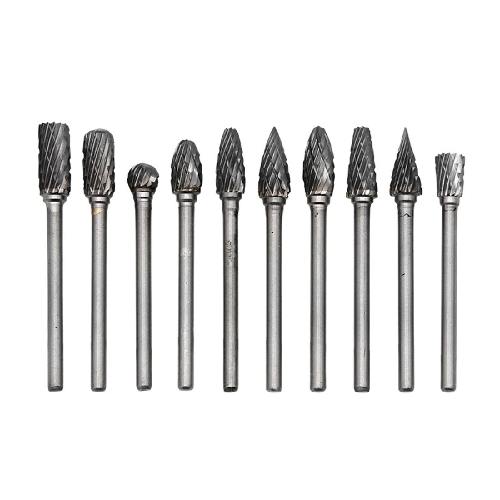 10Pieces Double Grooves Alloy Steel Rotary Burrs Grinding Head for Enhances Cutting Efficiency in Metal and Woodwork Metal Engraving Burr
