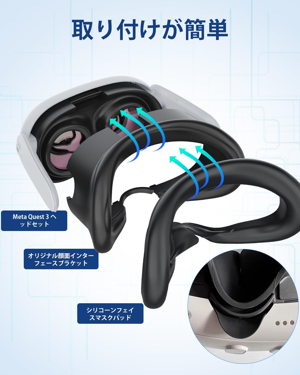 Amazon.co.jp: Meta Quest 3 用フェイスクッションカバー・光漏れ防止 