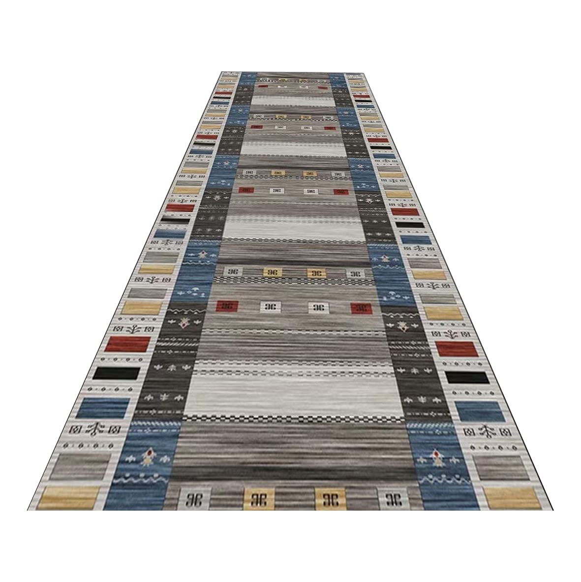 Tappeto Corridoio Lavabile 70x200 Cm - Design Geometrico Grigio Marocco, Poliestere, Spessore 6 Mm - 3
