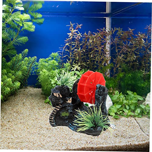 Rockery-Aquarium-Decorations-Fish-Tank-Mountain-Decor-Fish-Tank-Accessories-Castle-Mountain-Model-Fish-Tank-Betta-Fish-Tank-Aquarium-Water-Wheel-Resin-Mountain-Rock-Windmill