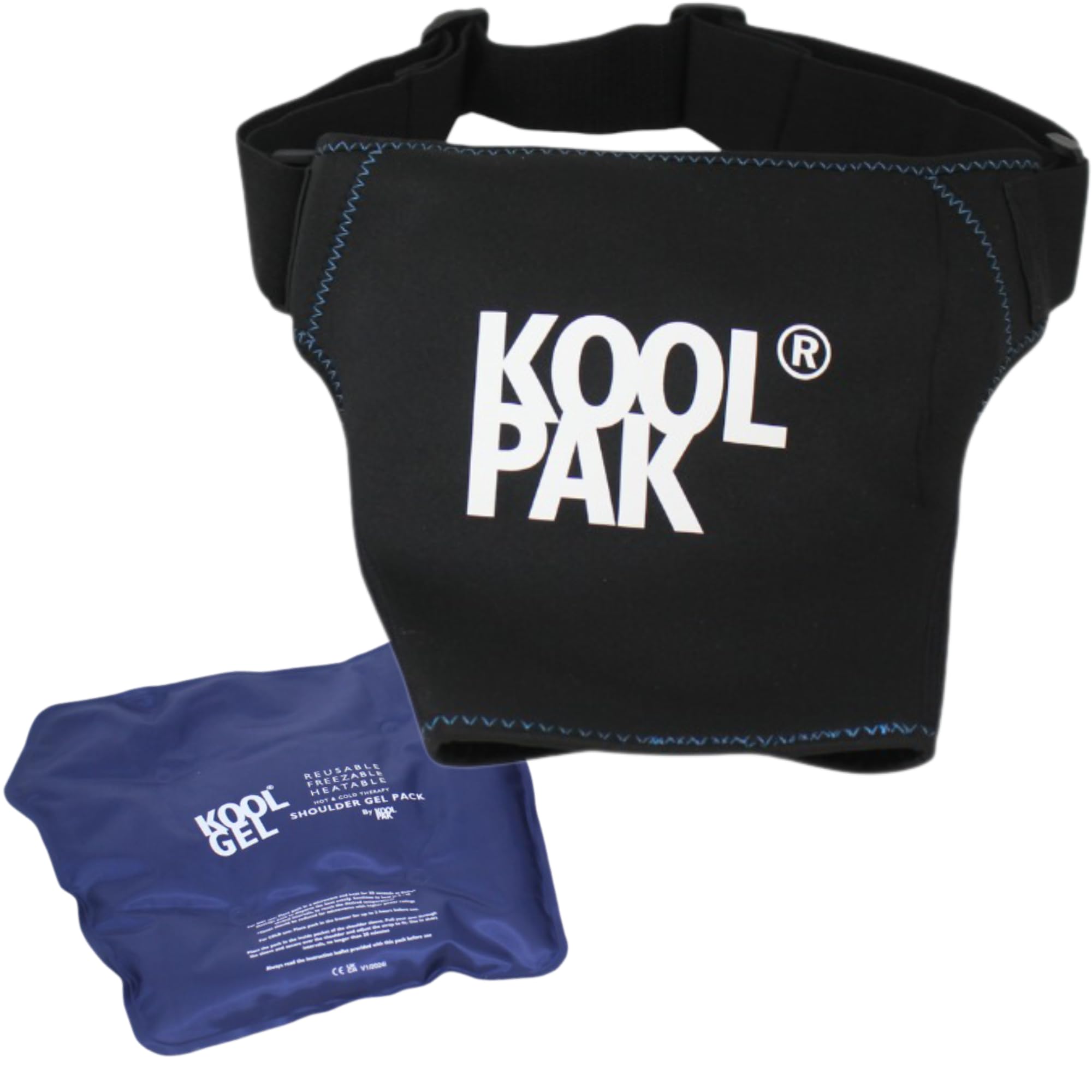 Kool Gel Reusable Shoulder Gel Pack – Hot & Cold Therapy for Pain, Swelling & Strains – One Size Fits Most Adjustable Neoprene Sleeve – Freezable & Microwavable Heatable Pack for Sports & Recovery