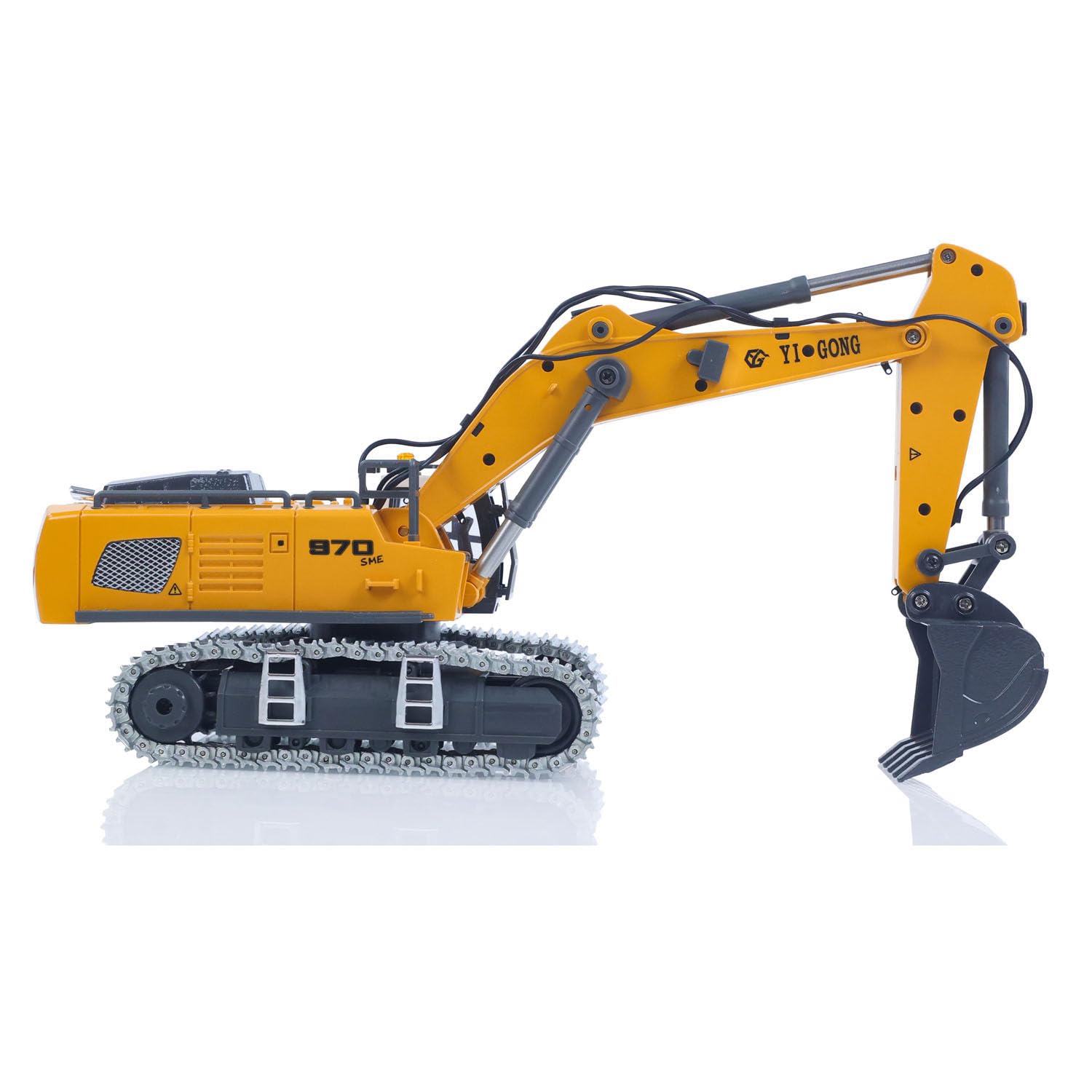 Excavadora RC 1/50 K970 - Vehículo de Ingeniería con Control Remoto, Elevación Eléctrica, Cubo de Metal, Cadenas, Luces y Sonidos, Listo para Usar (RTR) con Batería
