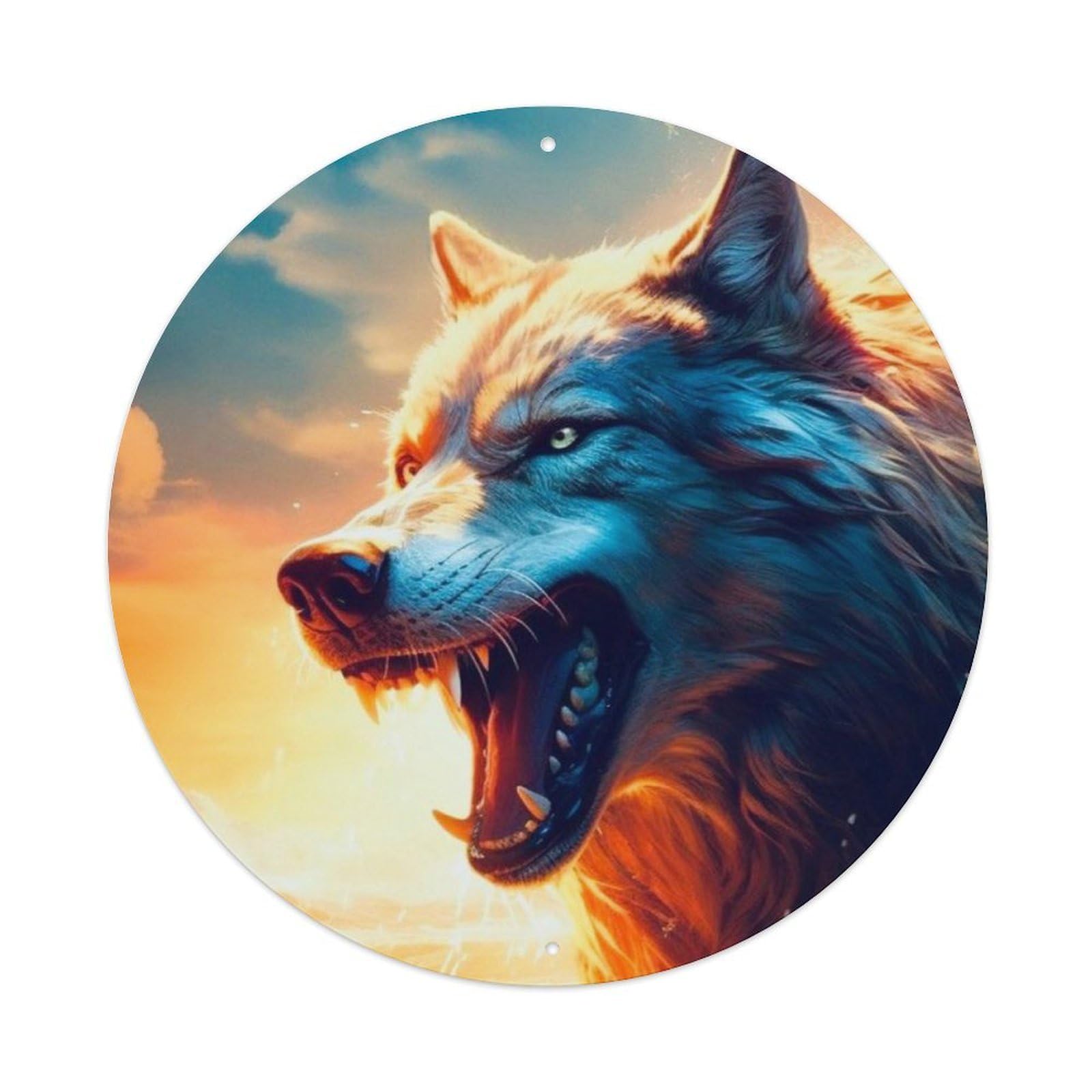 Animals Artwork Howling Wolf Vintage Metal Tin Sign Plaque Wall Decor for Cafe, Club Bar, Office, Garden Metal Poster 8x8Inch
