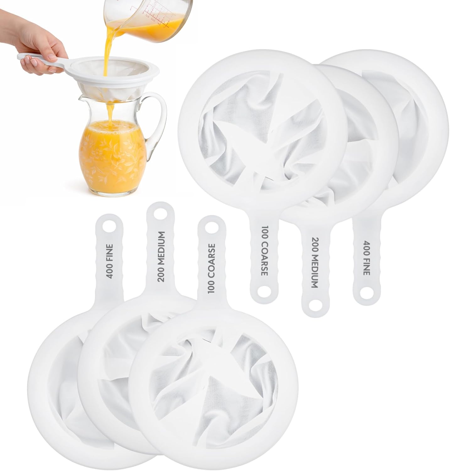 HIC Kitchen Double-Ear Fine Mesh Strainer, 7-Inch, BPA Free, Non Reactive