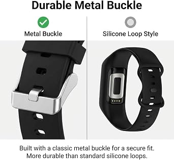 Silikon spor bandı, Fitbit Charge 6/Charge 5 ile uyumlu, yumuşak silikon kayış, kırılmaz koruyucu, şarj 5/şarj 4/3 gelişmiş fitness takip cihazı