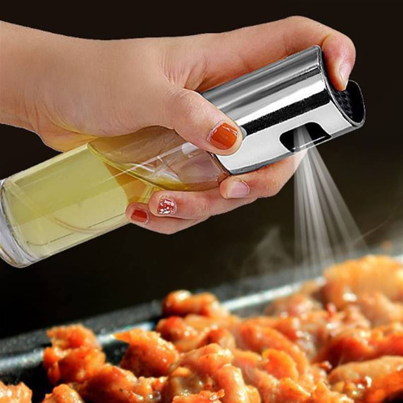 Bottiglie di olio per cucina Cucina Olio da forno Olio spray per chef Bottiglia vuota Bottiglia di aceto Distributore di olio Insalata Barbecue Cottura Spruzzatore di olio in vetro Comodo (trasparen