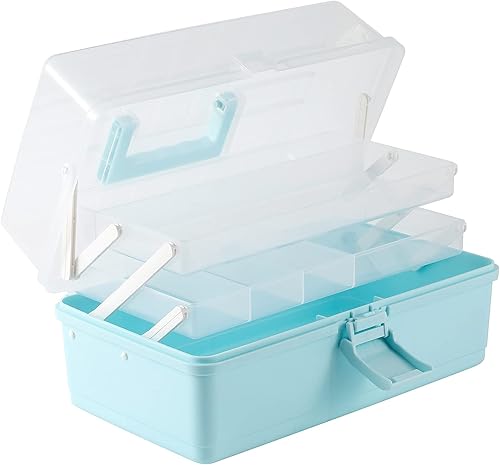 Organizadores de manualidades y almacenamiento, caja de costura de tres capas, organizador de almacenamiento de suministros de plástico multiusos de