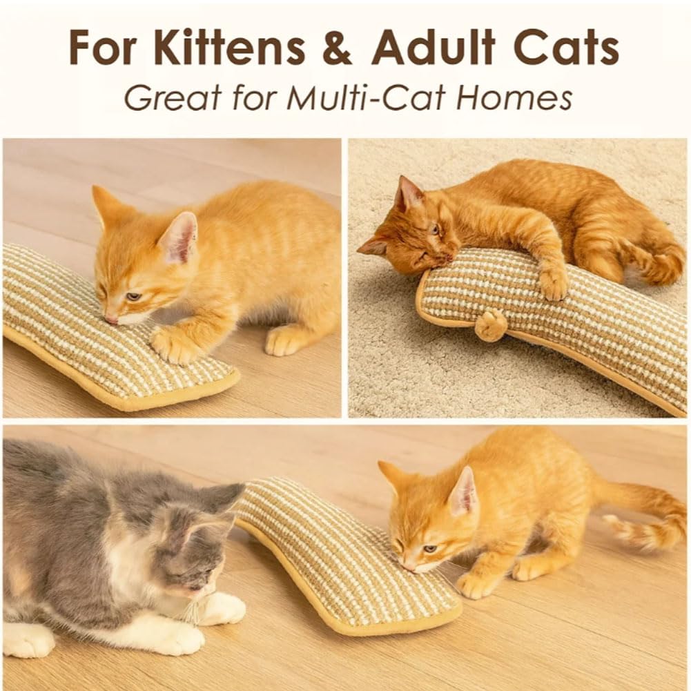 Generisch Catnip Kicker Pillow, cojín de hierba gatera, juguete dental, sisal natural, tabla interactiva para gatos (3 unidades)