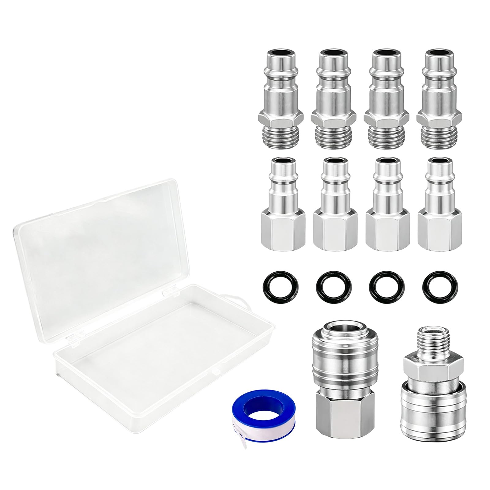 10Pcs Air Compressor Fitting 1 / 4Inch Male/Female Coupler Quick Releasing Steel Plated Rust Resistant Permanent Compressor Link
