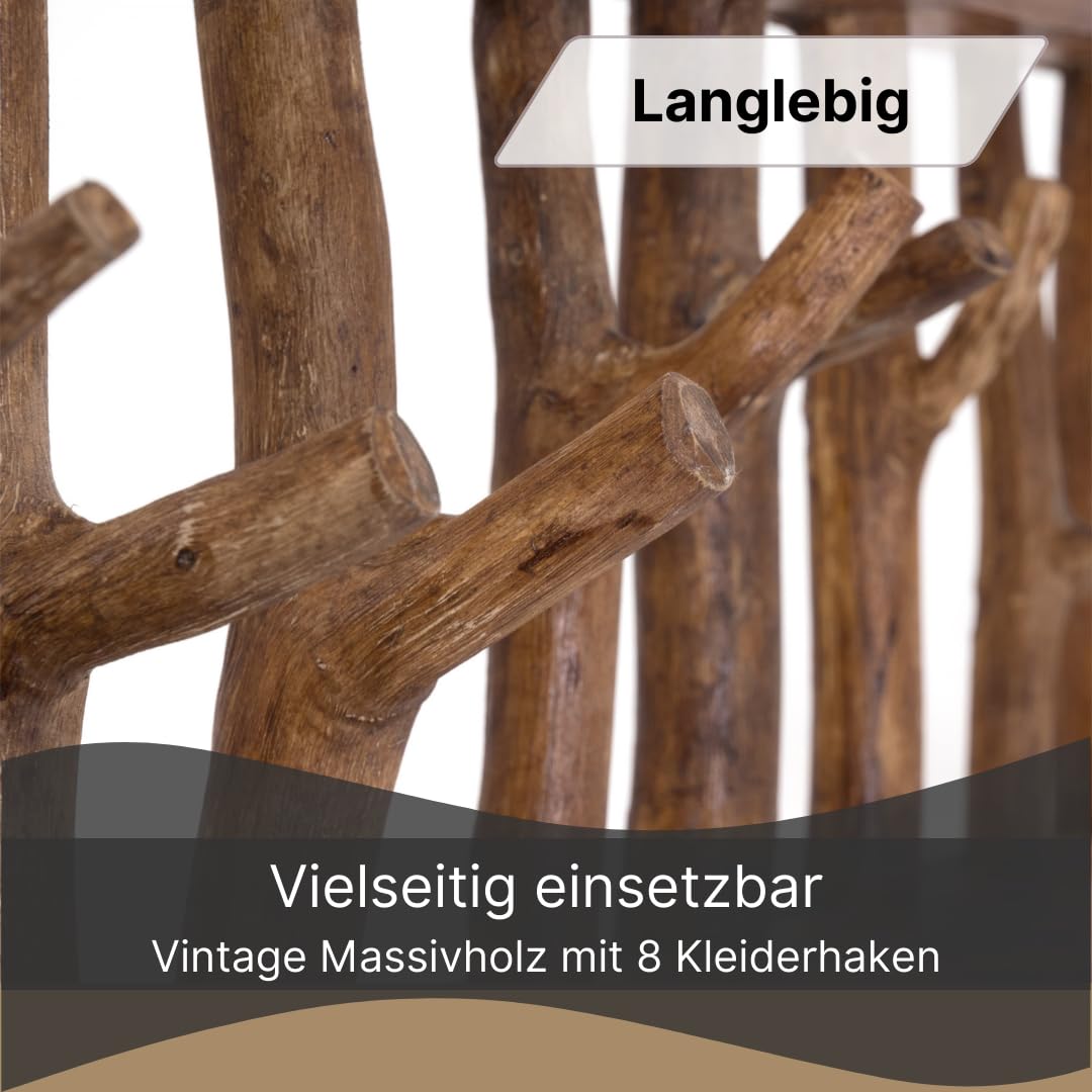 DESIGN DELIGHTS WANDGARDEROBE TREIBHOLZ UNIKAT | 82x22x12 cm, Recyclingholz, Shabby Chic | Kleiderhaken
