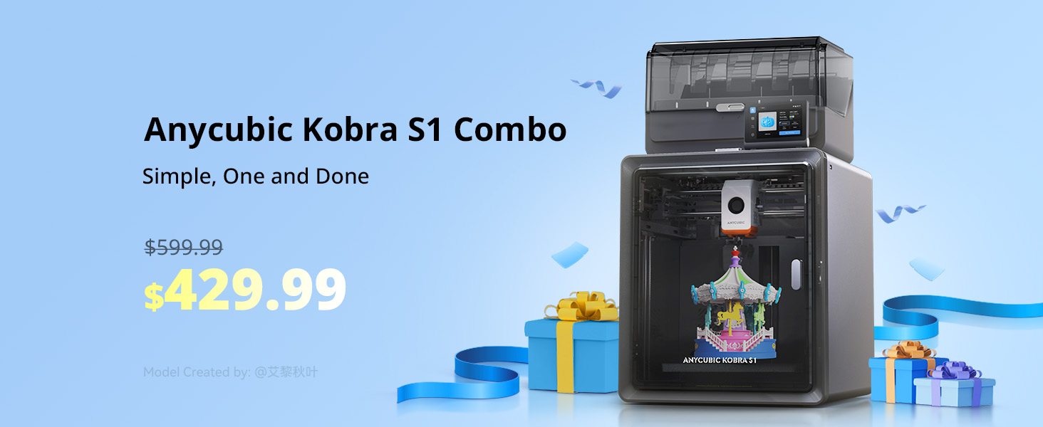 Anycubic Kobra S1 Combo 3D Printer, 4 Stunning Multicolor with 