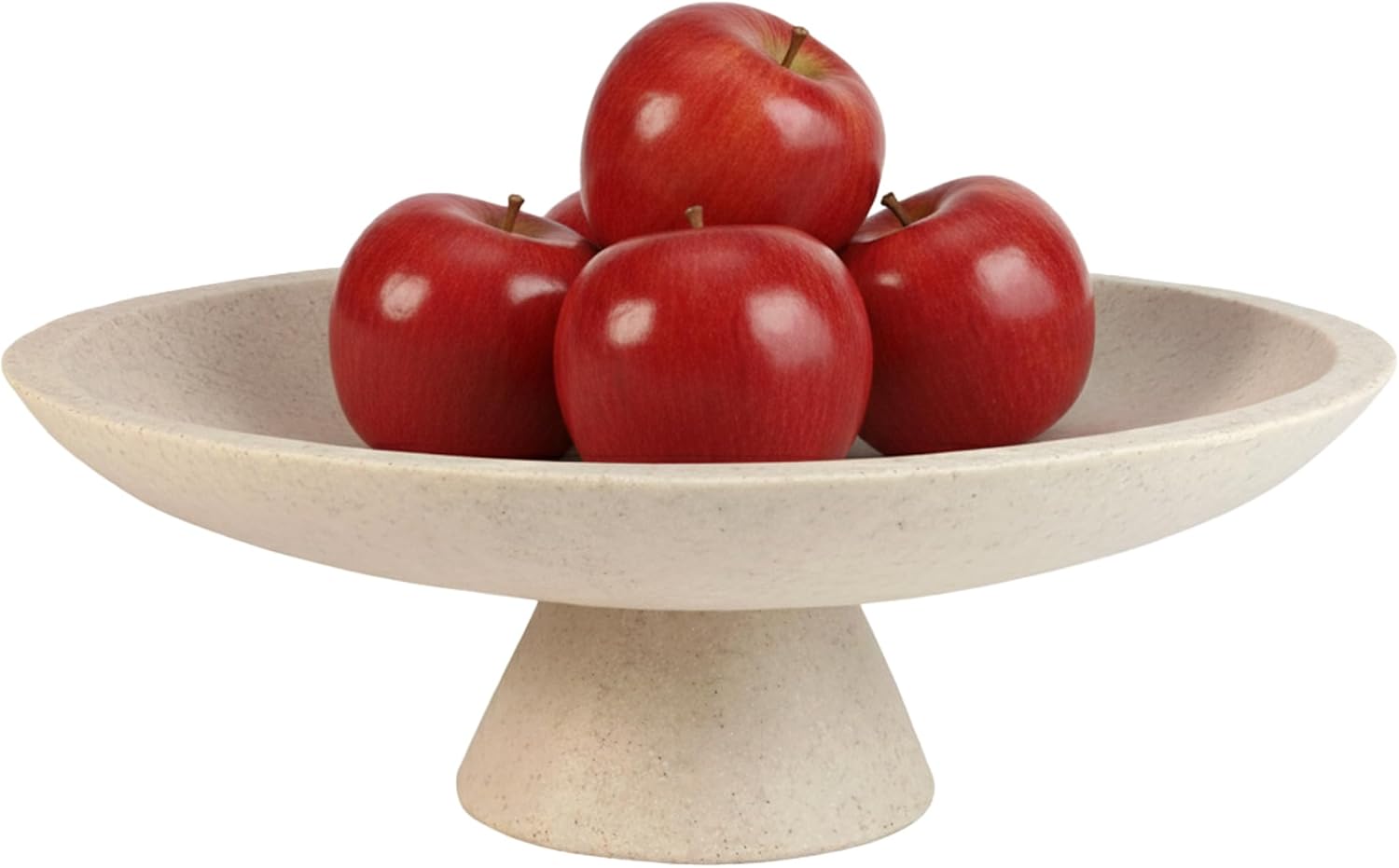 Large Modern Decorative Bowl for Home Decor Fruit Organic Catch All Key Kitchen Entryway Shelf Coffee Table With Pedestal,Artificial Stone Beige