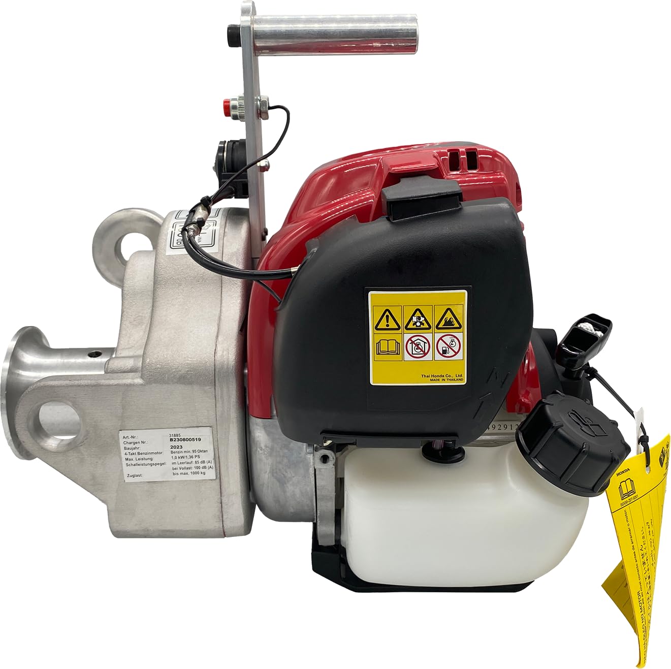 Berger + Schröter | Motor-Spillwinde mit 2 PS Motor, 47,9ccm, GX 50, Zugkraft von bis zu 1.000 kg, Forst Seilwinde, Motorwinde für Boot, Holz, Fahrzeug