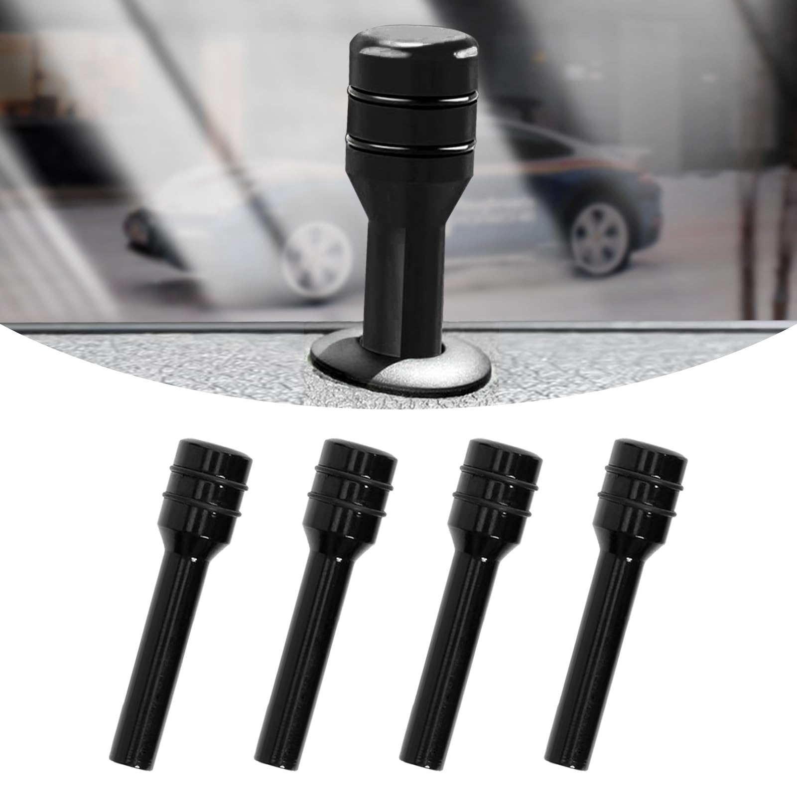 UZZH4PCS Car Door Lock Knobs, 1.96 x 0.47 Aluminum Alloy Door Lift Bolt, Auto Inner Door Lock Pull Pins Trim, Universal Car Interior Accessories Door Lock Cover Decor (Black)