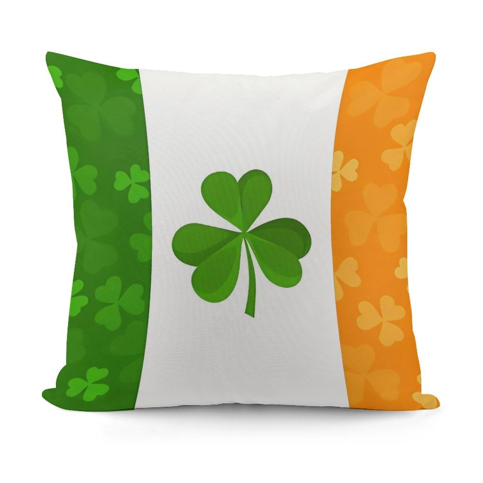 FekiLoot Irish Flag Plush Cushion Covers, Double-Sided Throw Pillow Covers with Invisible Zipper, Comfortable Soft Square Cushion Cases for Sofa Bedroom Living Room 18x18 Inch (45x45cm)