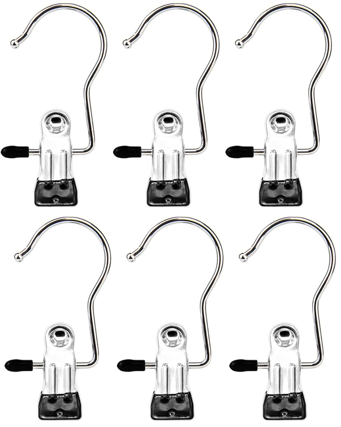 CYNVEXACloth Hanger Hooks Laundry Clothes pins pegs Closet Organizer Clamps Socks Towel Clips Heavy Duty Bulk Hanger Clips for Closet Travel Pants Handbags (Multicolor) stainless steel, Set of 6