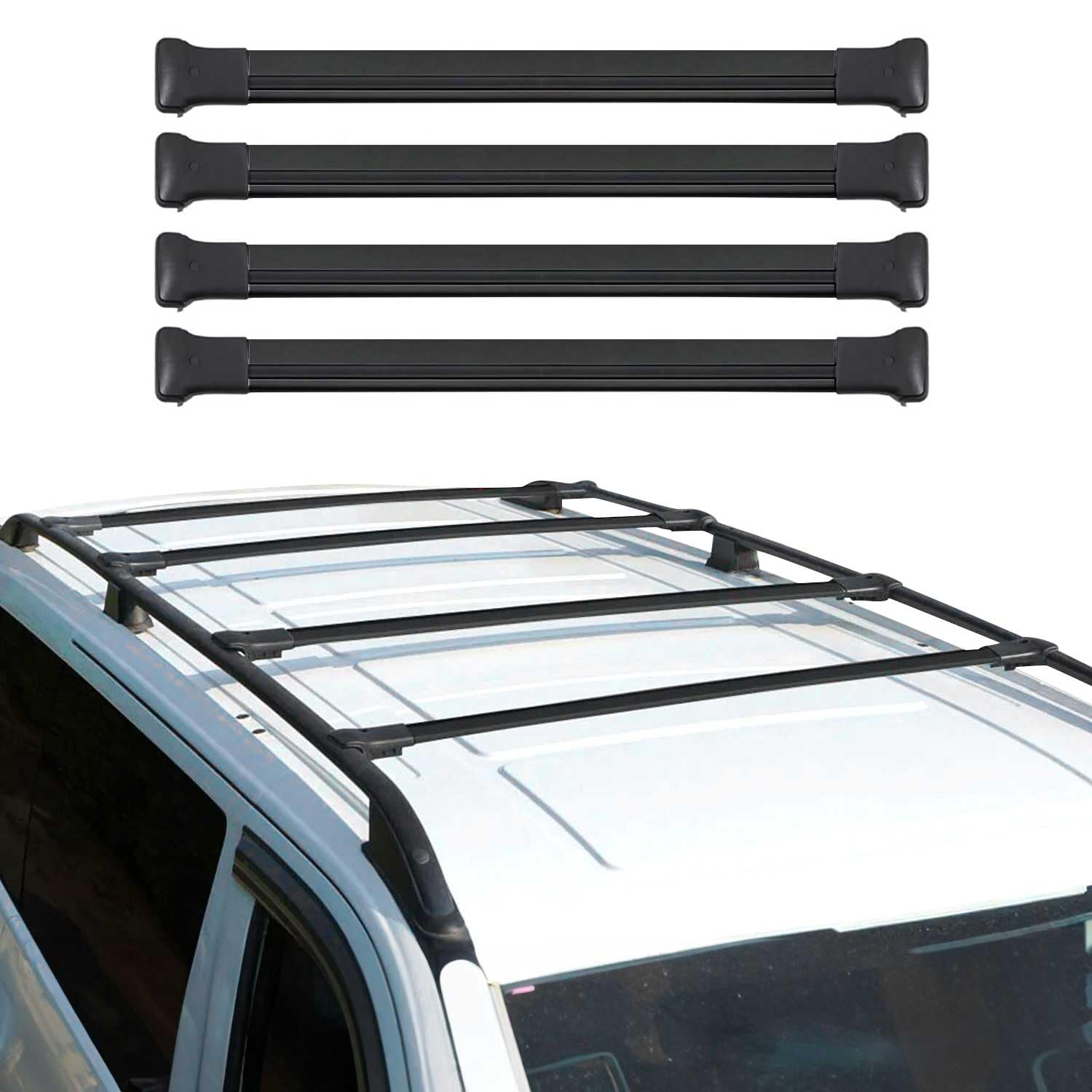 OMAC Barre portatutto in alluminio per Toyota Proace/Proace Verso 2016-2026 - Carico massimo 75 kg - 2 barre nere