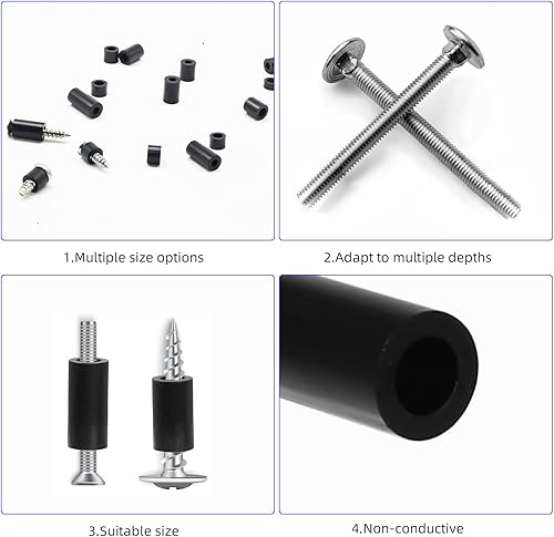Miniatura 3 de 1000 piezas de tornillos de salida eléctrica, espaciador redondo de nailon para tornillos M3 M4, espaciadores negros sin rosca, kit surtido de