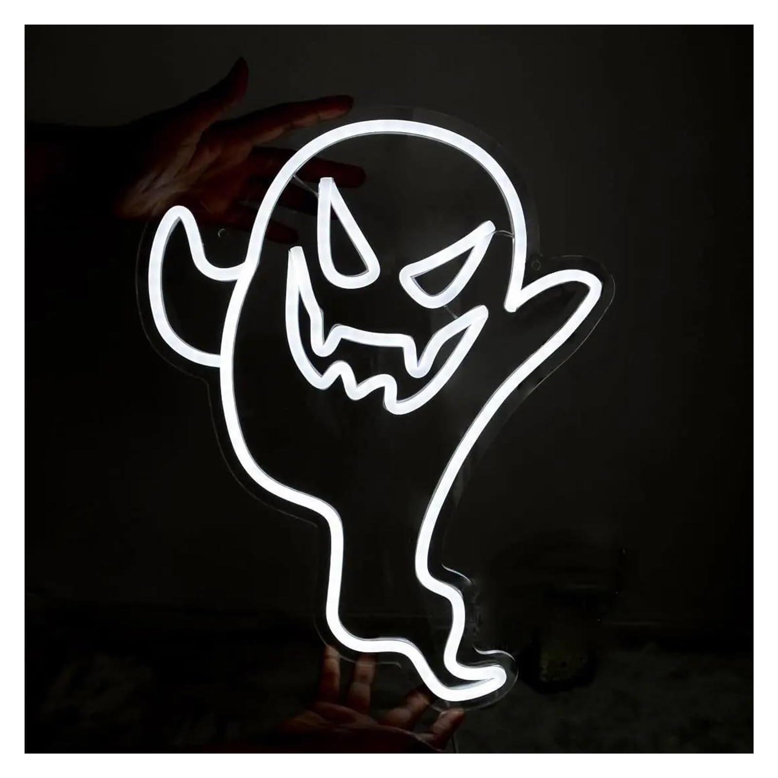 LEMST Signs Lamp Ghost Neon Sign Halloween Spooky Neon Light Sign for Game Room Bedroom 35x30cm