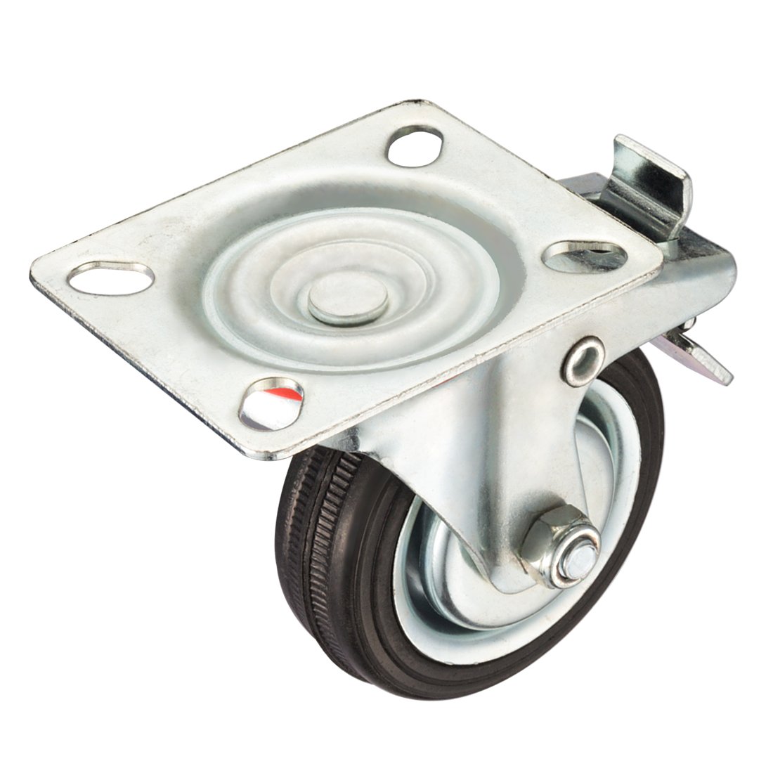Aexit Ruota pivottante in gomma da 3' da 3 pollici con freno, piastra superiore girevole, capacità di carico 110 libbre ciascuno (edcb8161561bd56122b488058648a535)