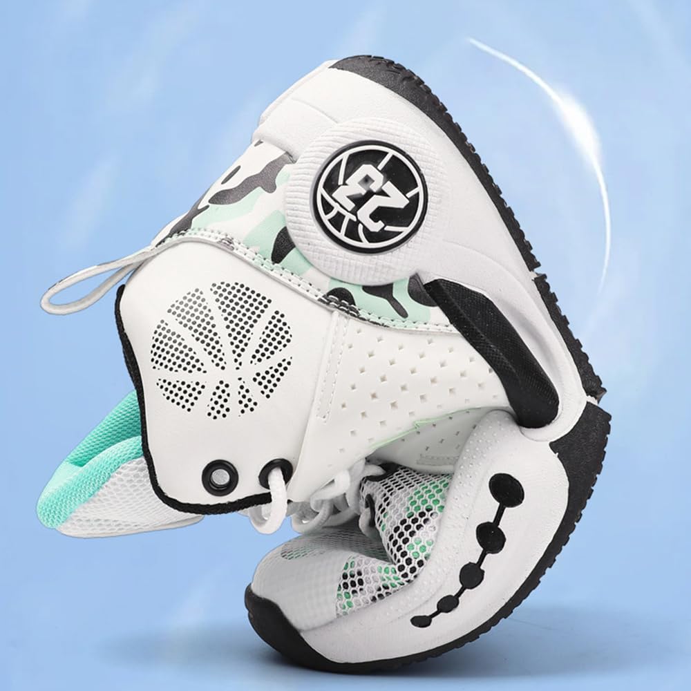 Hixingo Chaussure de Basketball Enfant Garçon Filles Sneakers Baskets, Baskets de Basket-Bal Unisexe Antidérapant Moyenne Chaussures de Sport pour Homme Femme 31-41 EU