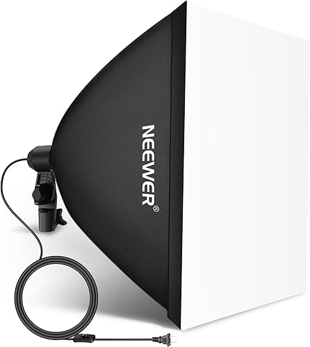 NEEWER Caja de luz de 24 x 24 pulgadas con enchufe de porcelana E26, cable de alimentación certificado UL, difusor blanco, adaptador de soporte,