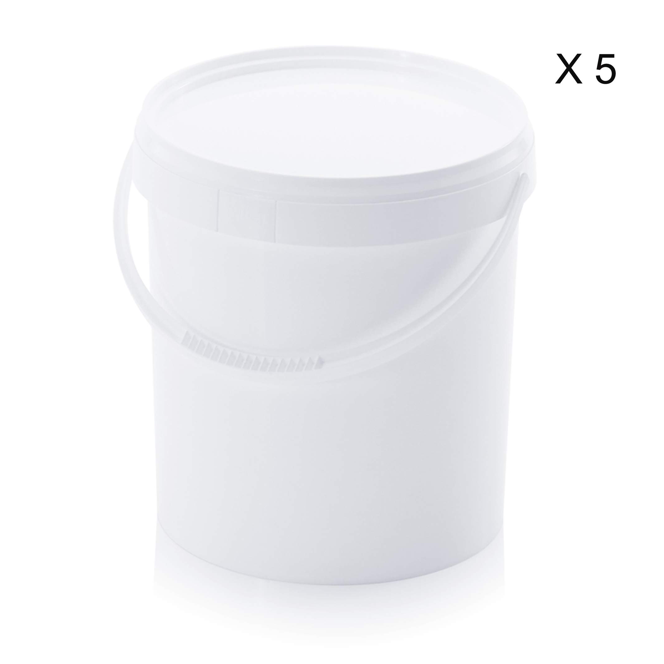Catering Eimer – Packung mit 5 x 10,8 L – Eimer aus Kunststoff mit Deckel – stapelbare Behälter – zum Verpacken von Lebensmitteln, Flüssigkeiten...+ Beschriftungsset