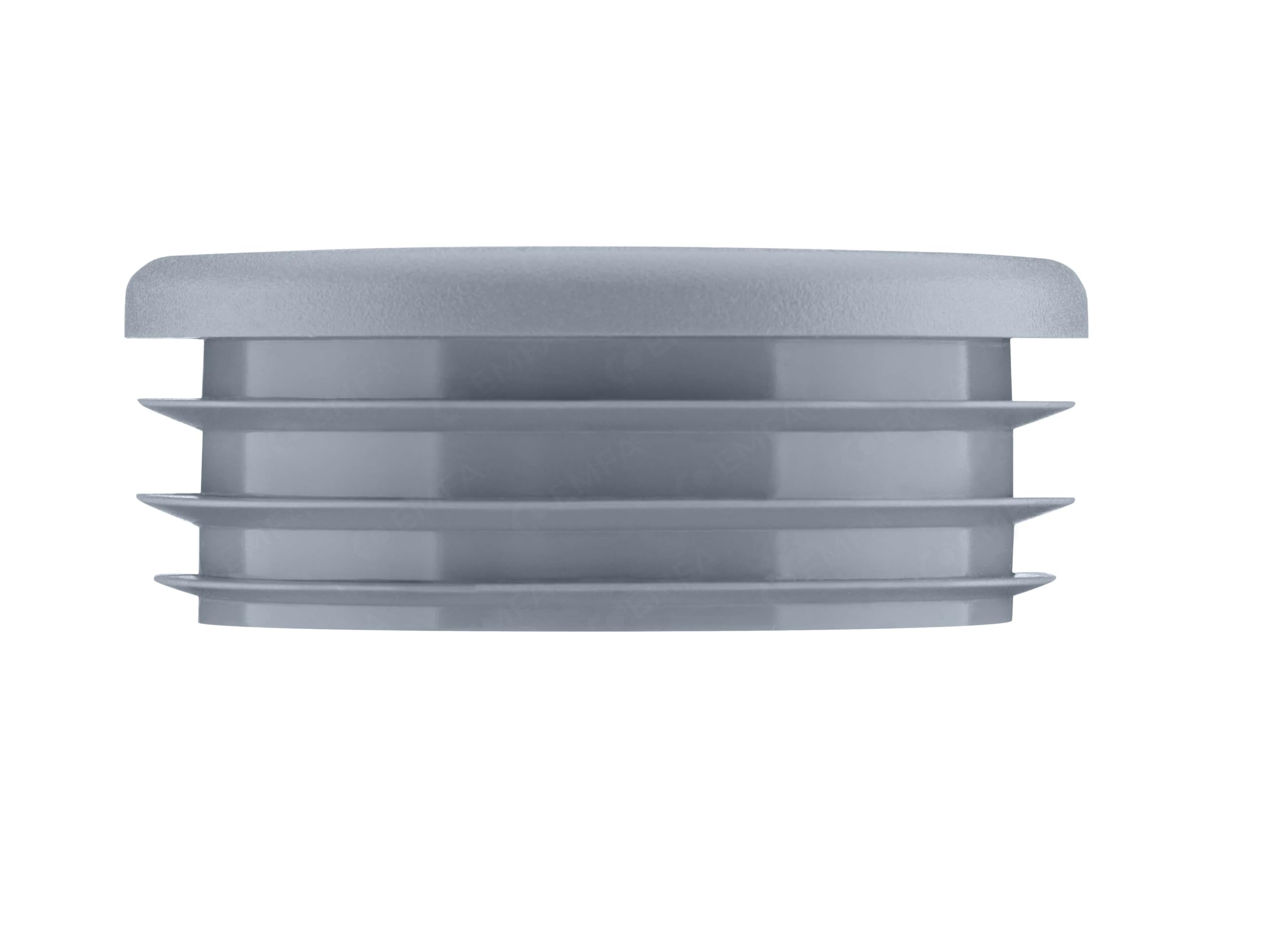 EMFA Tapón para Tubo Redondo Acanalado 90 mm Gris, 100 Unidades