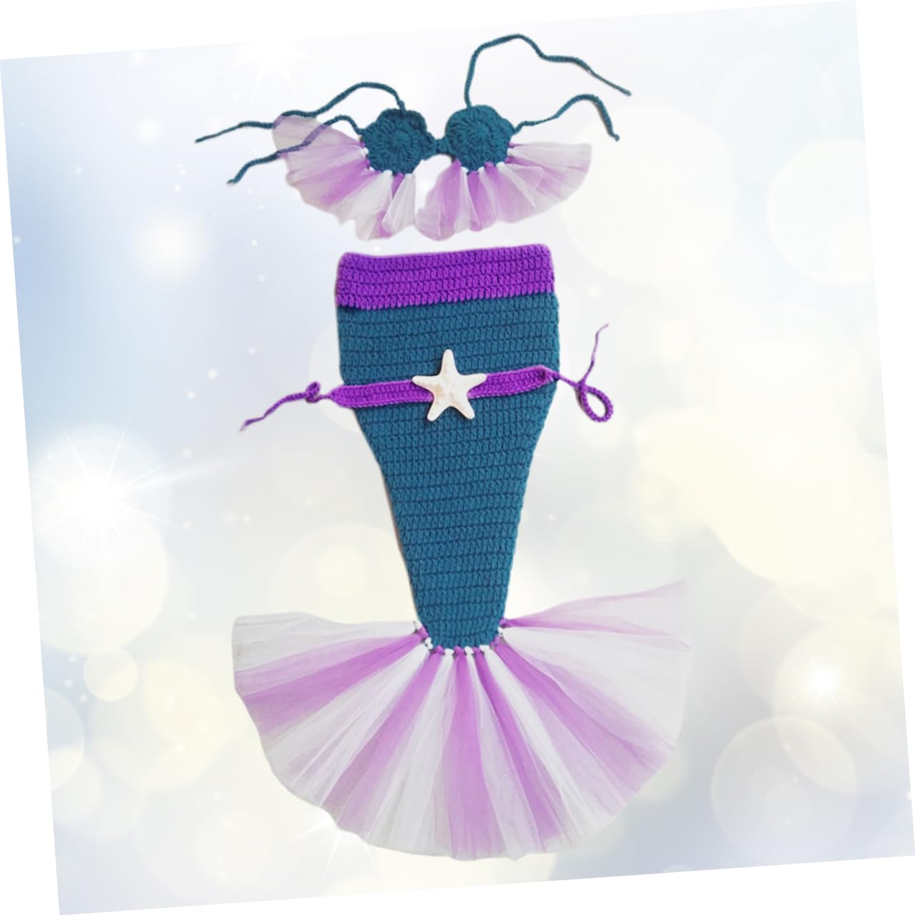 Abaodam 3 Juegos De Accesorios De Fotografía Infantil Hechos A Mano De Sirena para Recién Nacidos Ropa para Bebés Detalles De Accesorios Fotográficos
