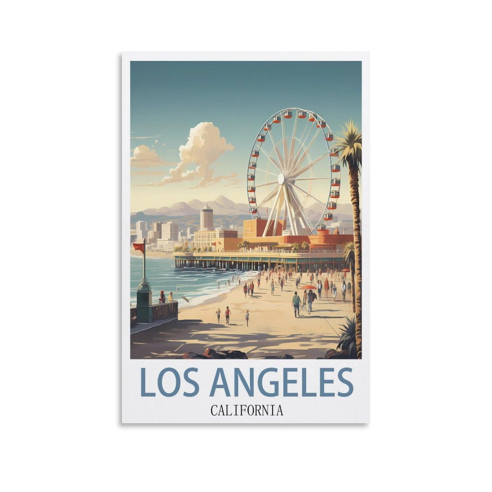 CYYHGEE Los Angeles Vintage Travel Poster 08x12inch(20x30cm) Canvas Poster Wall Art Living Room Home Decor