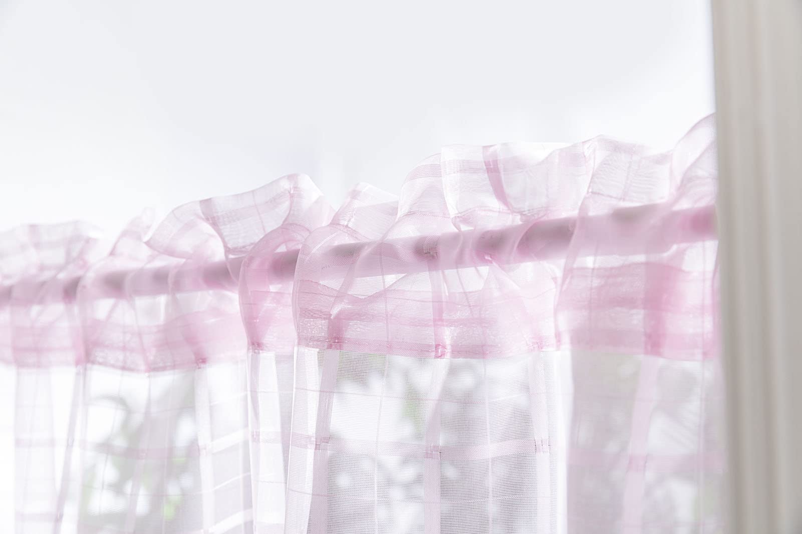 BOYOUTH Cortinas Cortas Con Patrón De Rayas Festoneadas Semituavadas,  Cenefa A Cuadros Para Cocina, Cafetería, Baño,, image size:1601x1067