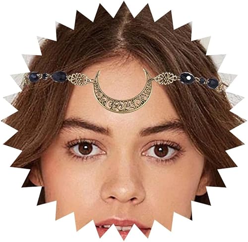 Miniatura 1 de Boho Head Chain Moon Headpieces Rhinestone Hair Chains Wedding Hair Accessories for Women and Girls