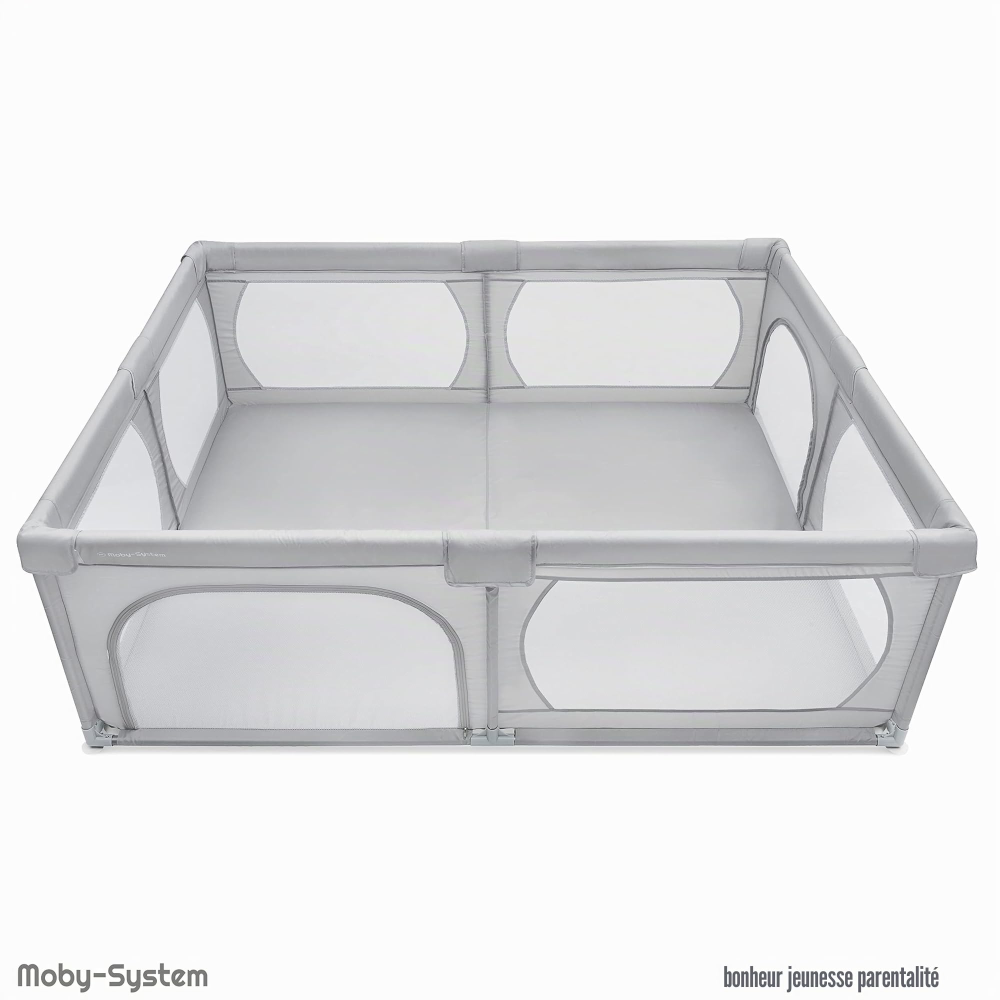 Moby-System Stylo pour bébé, centre d'activités pour enfants, avec base antidérapante, stable, protection imperméable à l'eau, sac de transport, 200x160cm, gris
