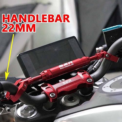 Miniatura 4 de 0.866 in aleación de aluminio Bold grueso motocicleta Accesorios Balance Bar ajustable fuerza palancas manillar travesaño teléfono titular (negro)