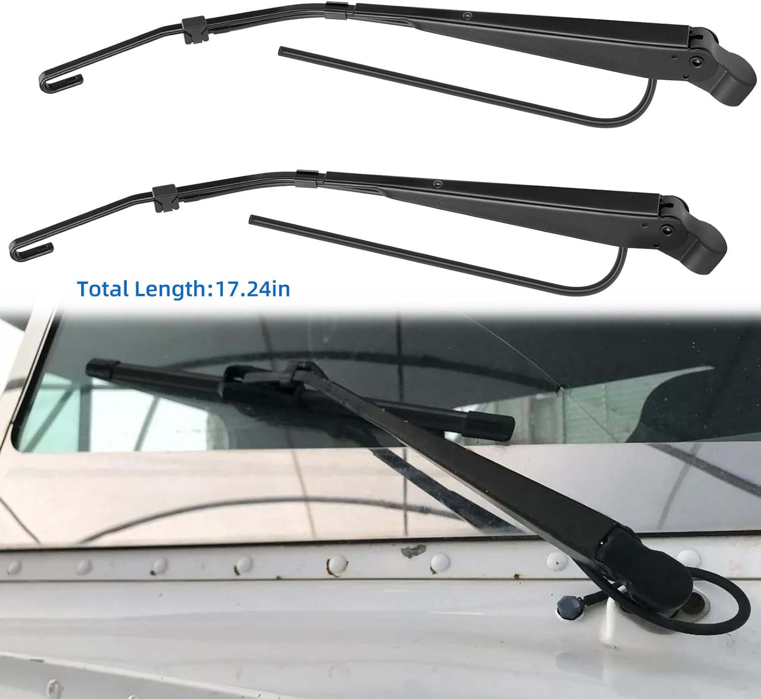 2 Pack Windshield Wiper Arm for peterbilt 379 1990-2007, LH and RH Wiper Arms Replace 602511 R236002, Black, 17.24in Length