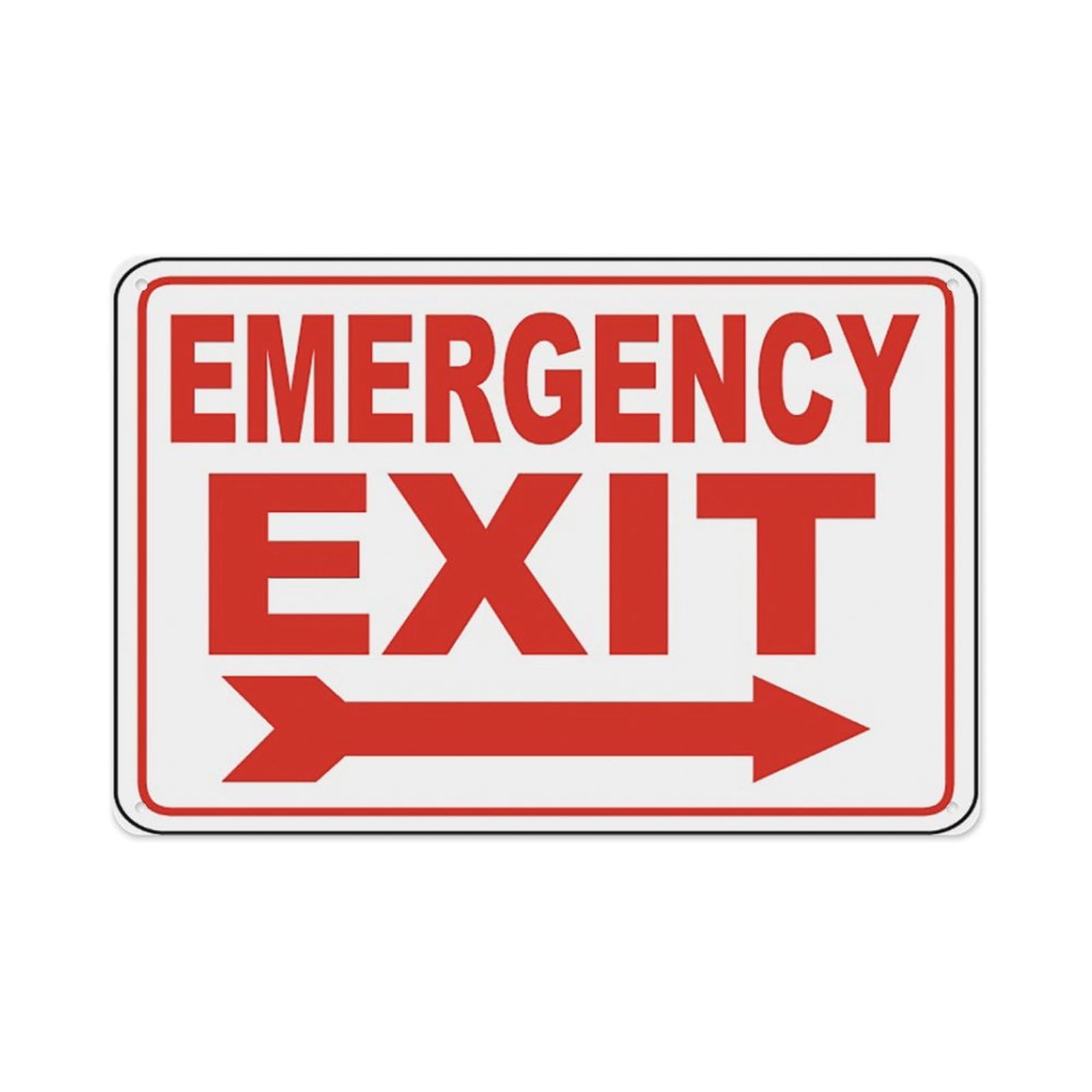 peiyeety Emergency Exit (Right Arrow) Sign Aluminum Tin Warning Signs For Home Outdoor Garden 12X16 Inches