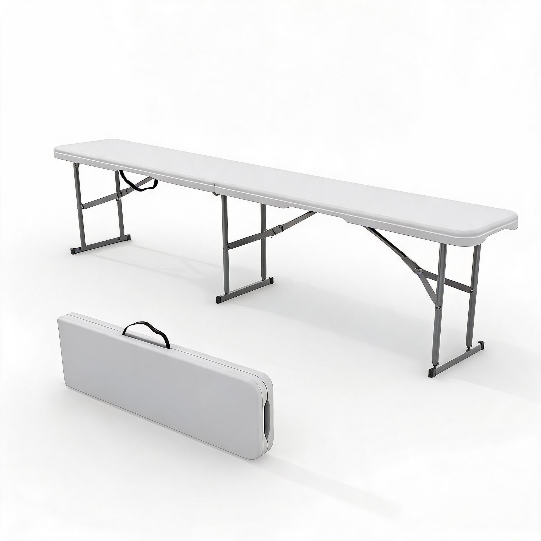 Banc Jardin Pliable HDPE, 183cm, Capacité 172kg | HDPE étanche facile à nettoyer, cadre métal antirouille, verrouillage sécurité, pliable compact avec poignée