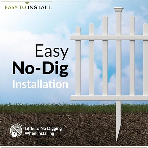 Vista 2 de Zippity Outdoor Products ZP19001 Madison - Valla de vinilo con estaca, no requiere excavación, color blanco 30 x 56.5 pulgadas (1 caja, 2 paneles)