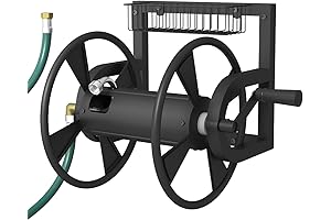 Heavy-Duty Garden Wall Mount Hose Reel with Crank