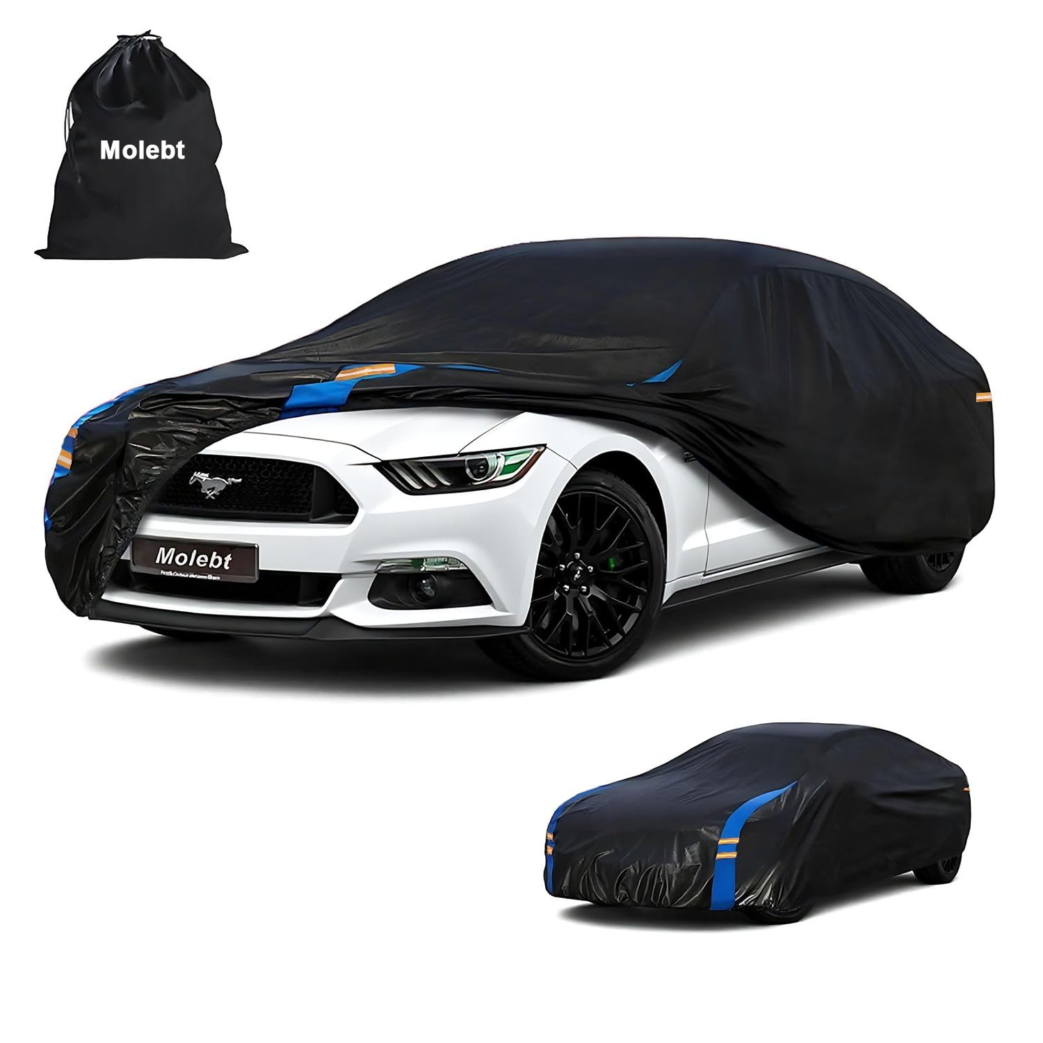 Molebt Car Cover Waterproof All Weather for Automobiles Full Exterior Covers for Sedan Coupe 186-193 inch Universal Fit