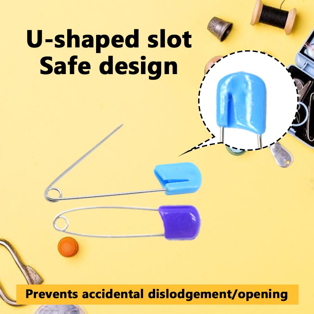 Ruidee 50 PCS 54mm Stainless Steel & Plastic Child Safety Pins with Locking Closure for Sewing Children's Clothing & Diaper Fastening (ET-BZ/Colour) - Image 4