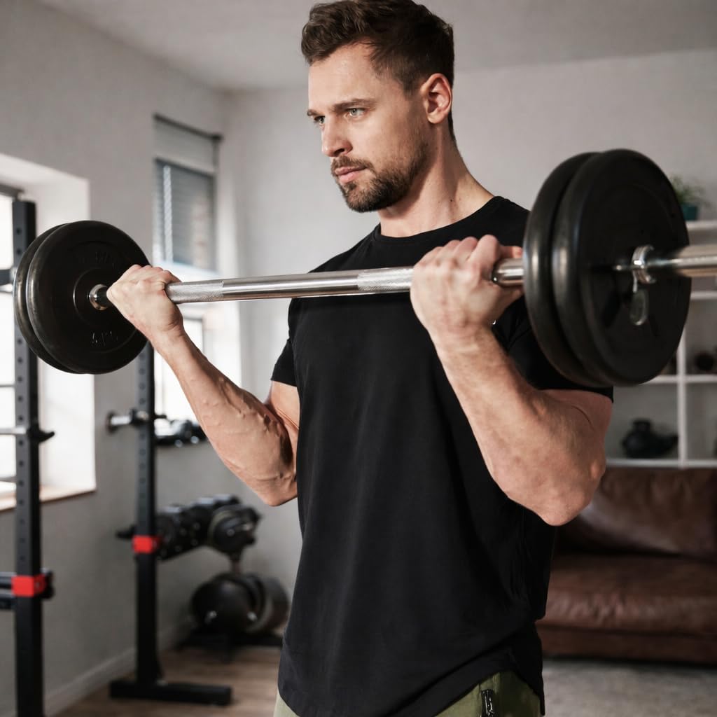 Langhantelstange Curved Ø30mm 120 150 160 180 cm Hantelstange lang verchromt mit Federverschluss belastbar für Krafttraining Home Gym Fitness Studio kompatibel mit 30mm Hantelscheiben