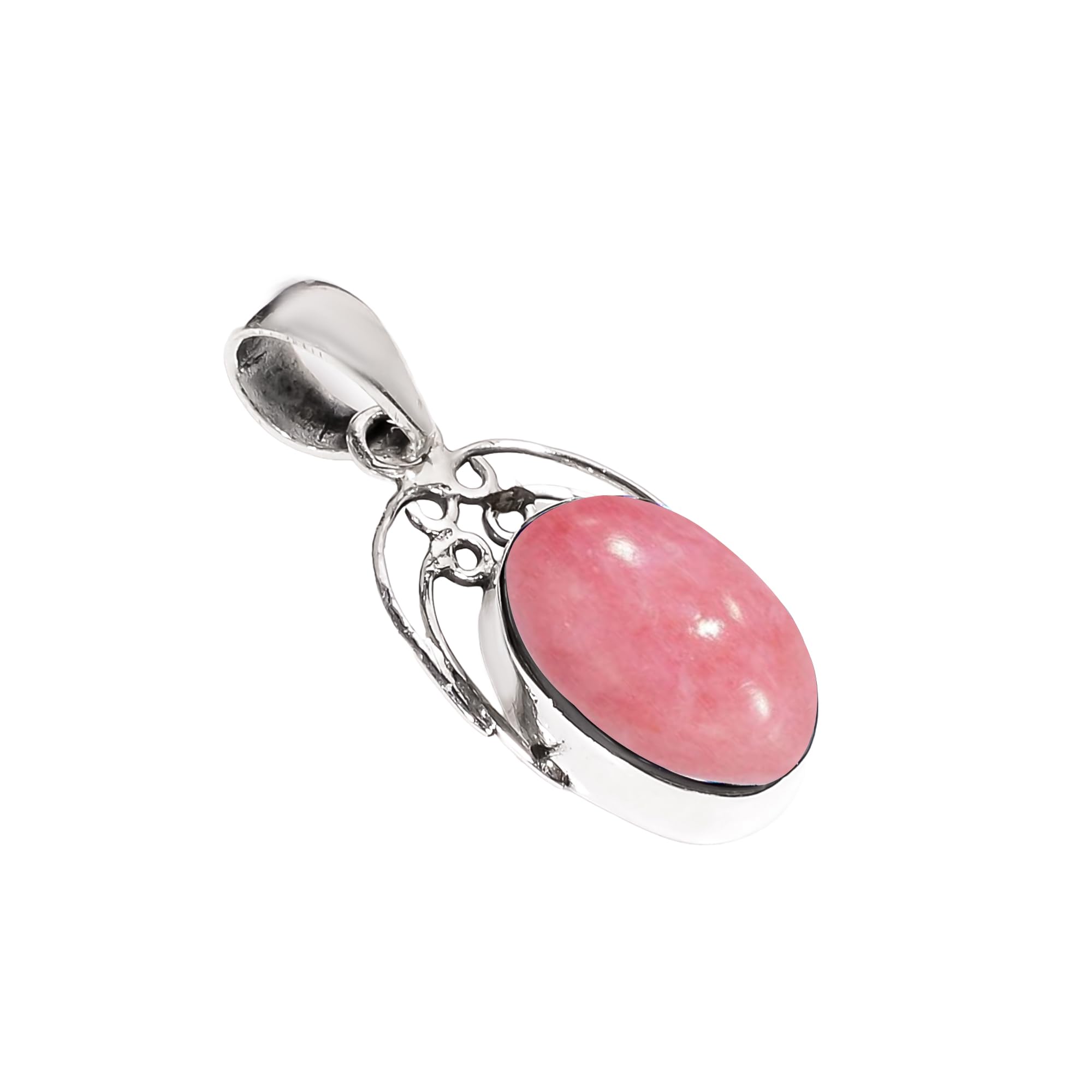 Pendentif en argent sterling 925 avec pierre précieuse ovale naturelle pour femme, collier fait main de style bohème