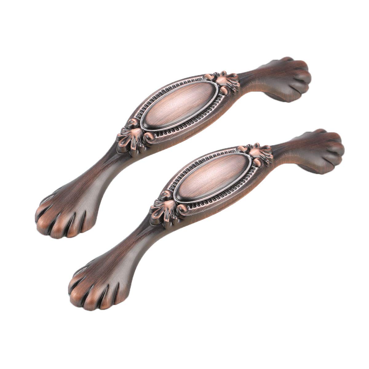 Wushadehans Antique Red Antique Brass Cabinet Drawer Handles European Style For Furniture Dresser Closet Wardrobe Hole Distance 96Mm 128Mm 2Pcs(,Hole Distance 96Mm)