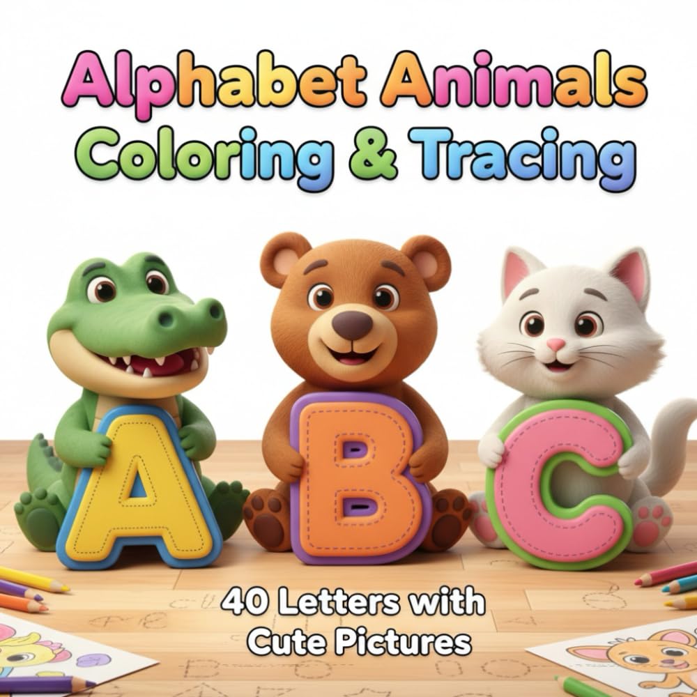 Alphabet Animals Coloring & Tracing: 40 Letters with Cute Pictures