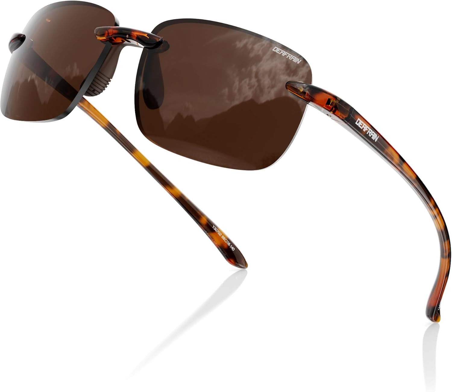 DEAFRAIN Rimless Polarized Sunglasses for Men Women TR90 Frameless Sunglasses UV Protection for Fishing Driving Hiking