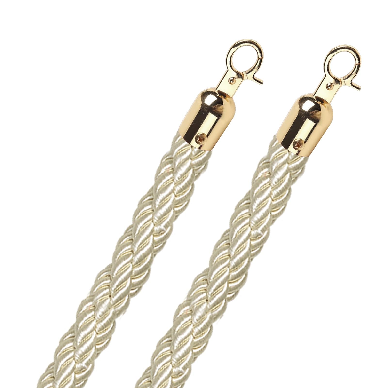 Beige Velvet Stanchion Rope, 3 4 5 6 Feet Velvet Braided Ropes Crowd Control, Red Carpet Event Parties Hanging Rope Barrier with Gold Silver Clasps(Gold Hook,2m/6.6ft)